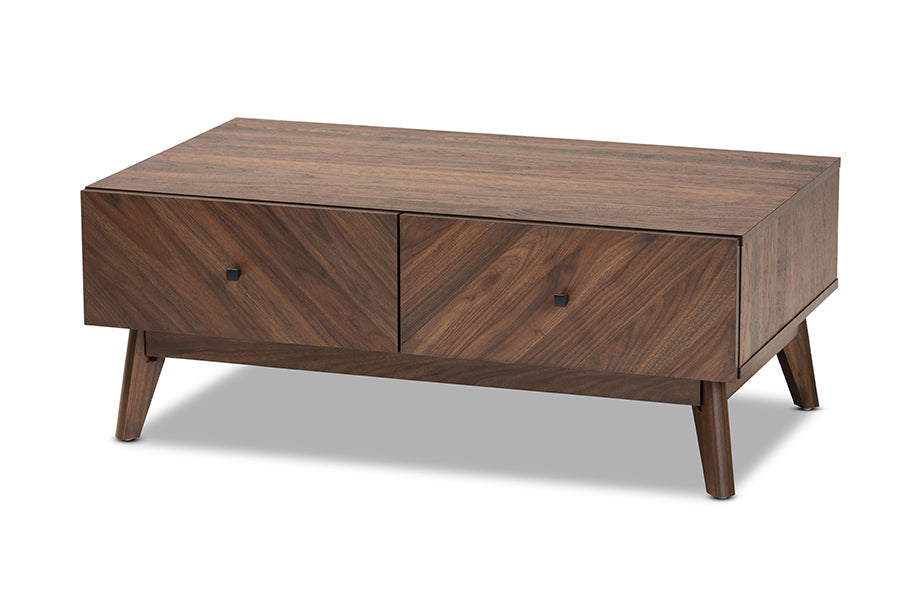 Baxton Studio Hartman Mid-Century Modern Walnut Brown Finished Wood Coffee Table