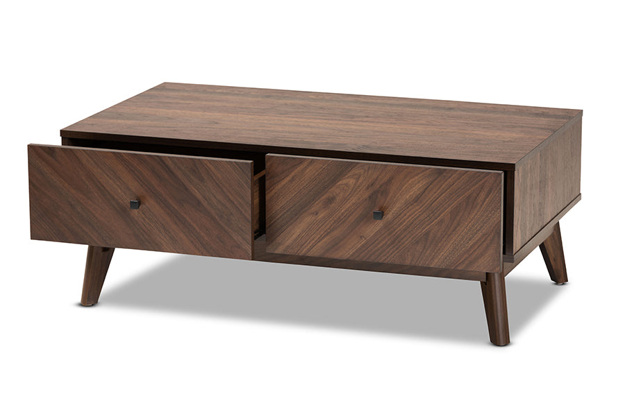 Baxton Studio Hartman Mid-Century Modern Walnut Brown Finished Wood Coffee Table