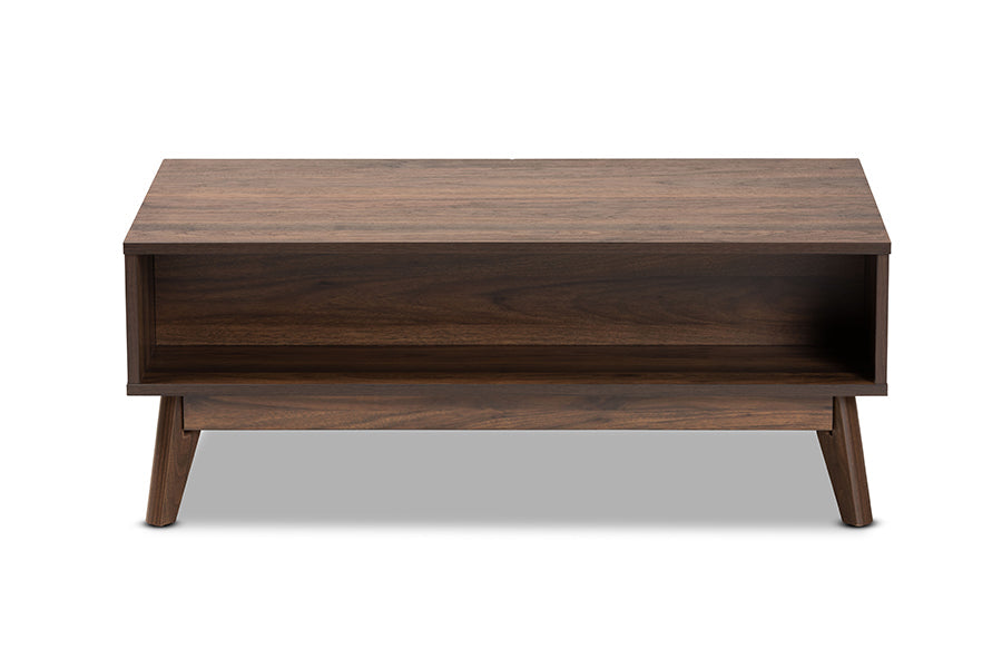 Baxton Studio Hartman Mid-Century Modern Walnut Brown Finished Wood Coffee Table