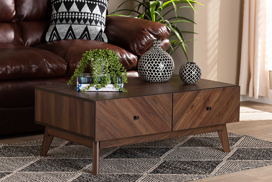 Baxton Studio Hartman Mid-Century Modern Walnut Brown Finished Wood Coffee Table