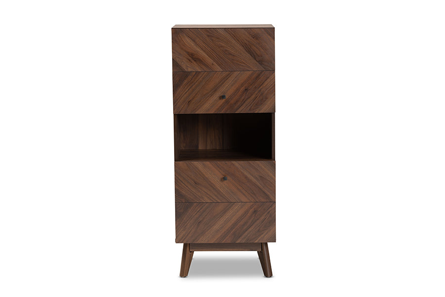Baxton Studio Hartman Mid-Century Modern Walnut Brown Finished Wood Storage Cabinet