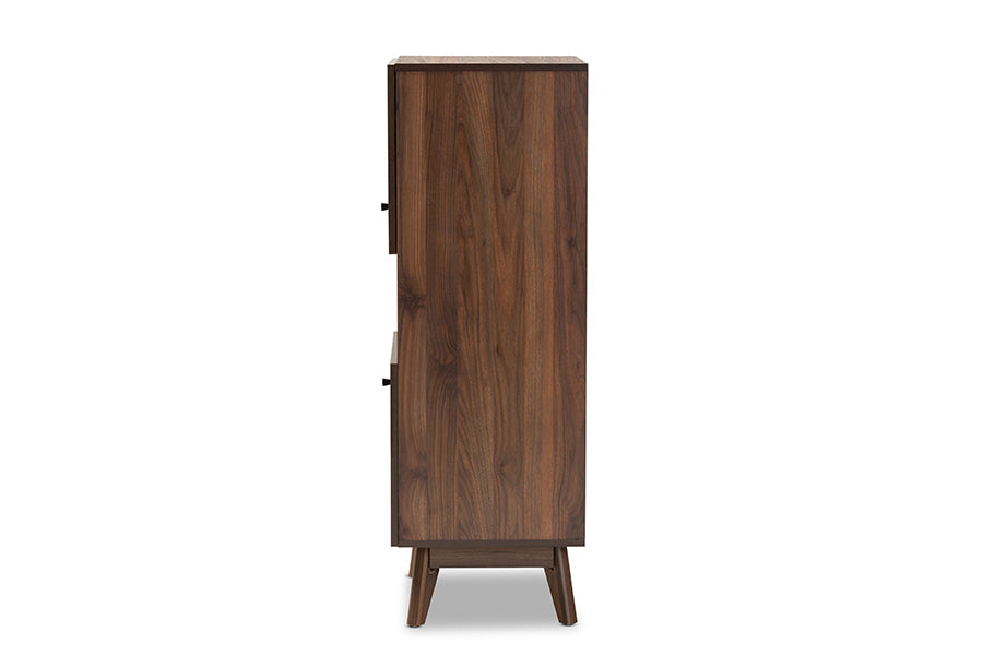 Baxton Studio Hartman Mid-Century Modern Walnut Brown Finished Wood Storage Cabinet