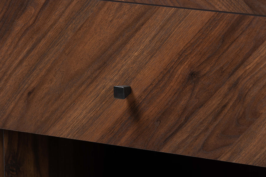 Baxton Studio Hartman Mid-Century Modern Walnut Brown Finished Wood Storage Cabinet