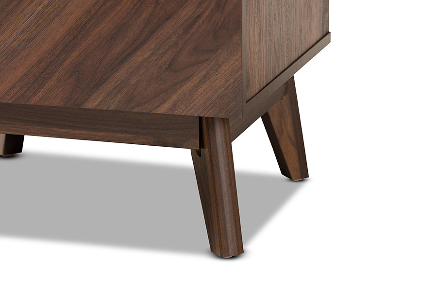 Baxton Studio Hartman Mid-Century Modern Walnut Brown Finished Wood Storage Cabinet