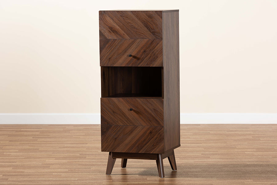 Baxton Studio Hartman Mid-Century Modern Walnut Brown Finished Wood Storage Cabinet