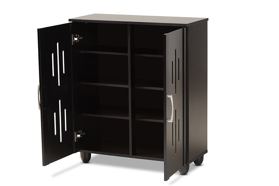 Baxton Studio Renley Modern and Contemporary Espresso Brown Finished Wood 2-Door Shoe Storage Cabinet