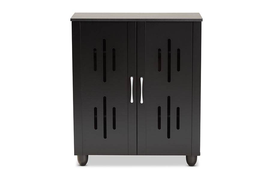 Baxton Studio Renley Modern and Contemporary Espresso Brown Finished Wood 2-Door Shoe Storage Cabinet