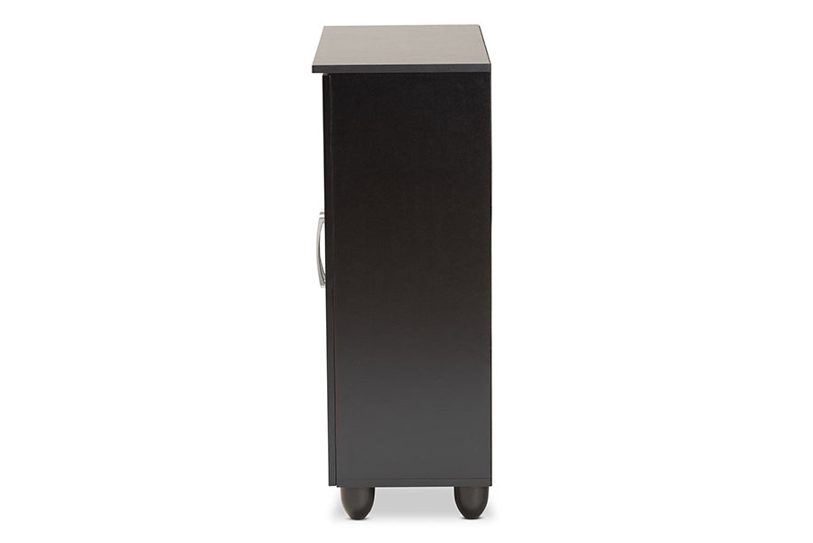 Baxton Studio Renley Modern and Contemporary Espresso Brown Finished Wood 2-Door Shoe Storage Cabinet