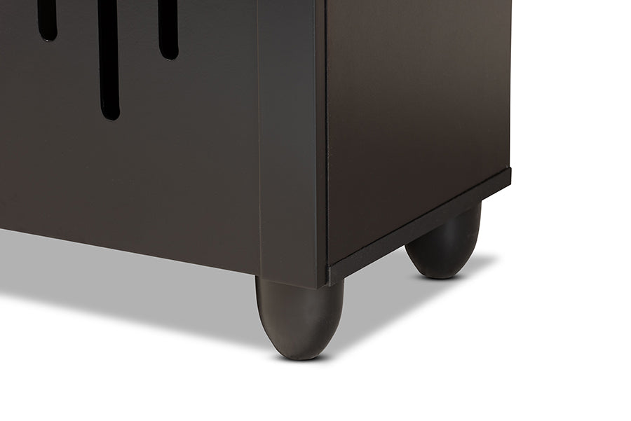 Baxton Studio Renley Modern and Contemporary Espresso Brown Finished Wood 2-Door Shoe Storage Cabinet