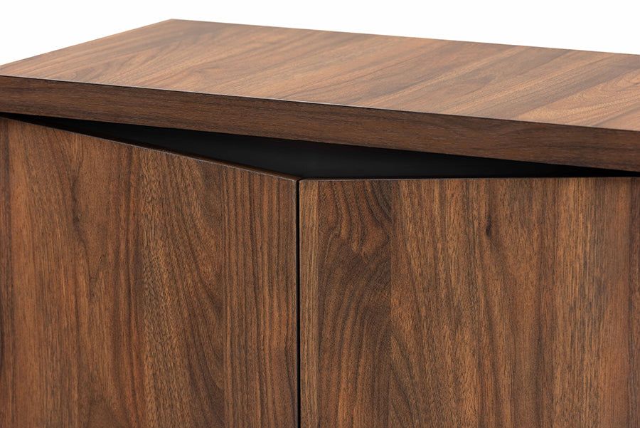 Baxton Studio Talon Modern and Contemporary Two-Tone Walnut Brown and Dark Grey Finished Wood 2-Door Shoe Storage Cabinet