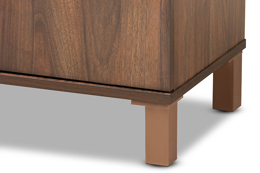Baxton Studio Talon Modern and Contemporary Two-Tone Walnut Brown and Dark Grey Finished Wood 2-Door Shoe Storage Cabinet