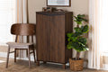 Baxton Studio Talon Modern and Contemporary Two-Tone Walnut Brown and Dark Grey Finished Wood 2-Door Shoe Storage Cabinet