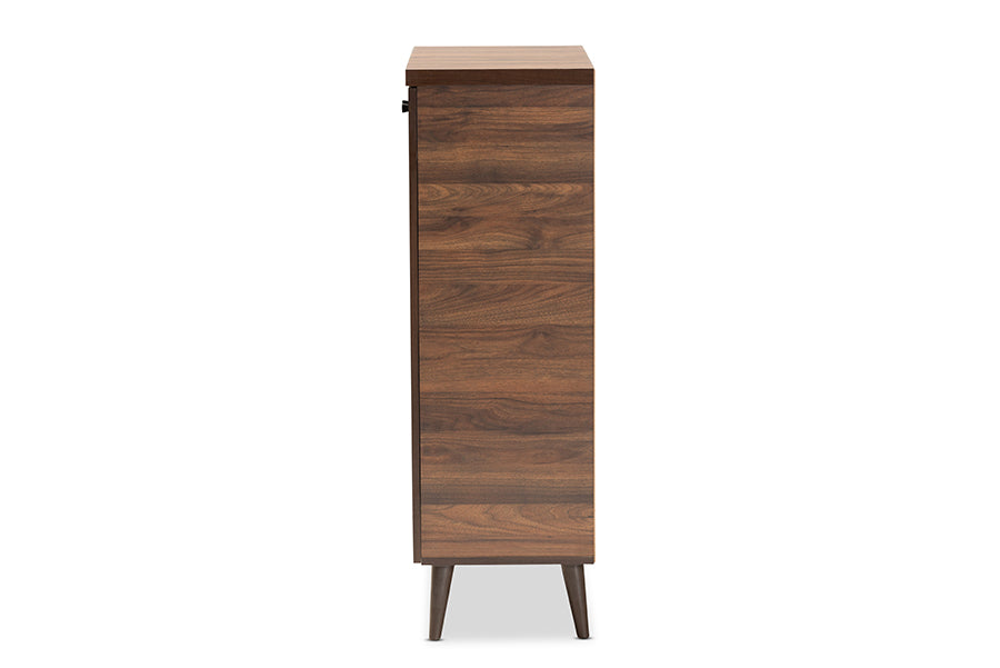 Baxton Studio Salma Modern and Contemporary Walnut Brown Finished Wood 2-Door Shoe Storage Cabinet