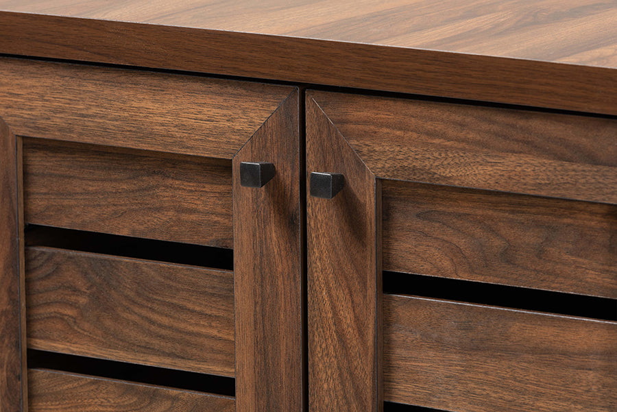 Baxton Studio Salma Modern and Contemporary Walnut Brown Finished Wood 2-Door Shoe Storage Cabinet