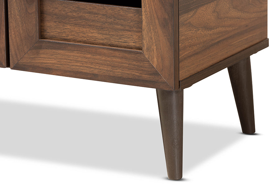 Baxton Studio Salma Modern and Contemporary Walnut Brown Finished Wood 2-Door Shoe Storage Cabinet