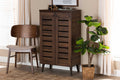 Baxton Studio Salma Modern and Contemporary Walnut Brown Finished Wood 2-Door Shoe Storage Cabinet