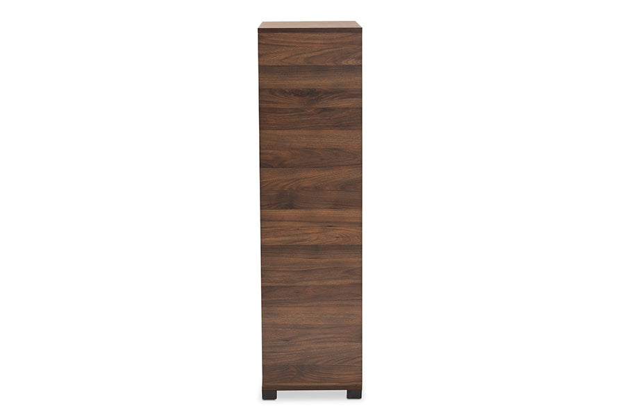 Baxton Studio Raina Modern and Contemporary Two-Tone Walnut Brown and Black Finished Wood 2-Door Shoe Storage Cabinet