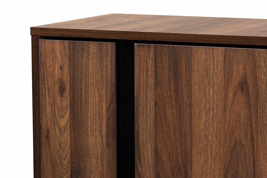 Baxton Studio Raina Modern and Contemporary Two-Tone Walnut Brown and Black Finished Wood 2-Door Shoe Storage Cabinet