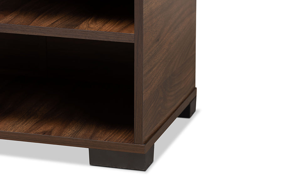 Baxton Studio Raina Modern and Contemporary Two-Tone Walnut Brown and Black Finished Wood 2-Door Shoe Storage Cabinet