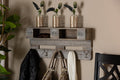 Baxton Studio Ferguson Vintage Rustic Whitewashed Grey Oak Finished Wood Wall Mounted Coat Rack with Shelves