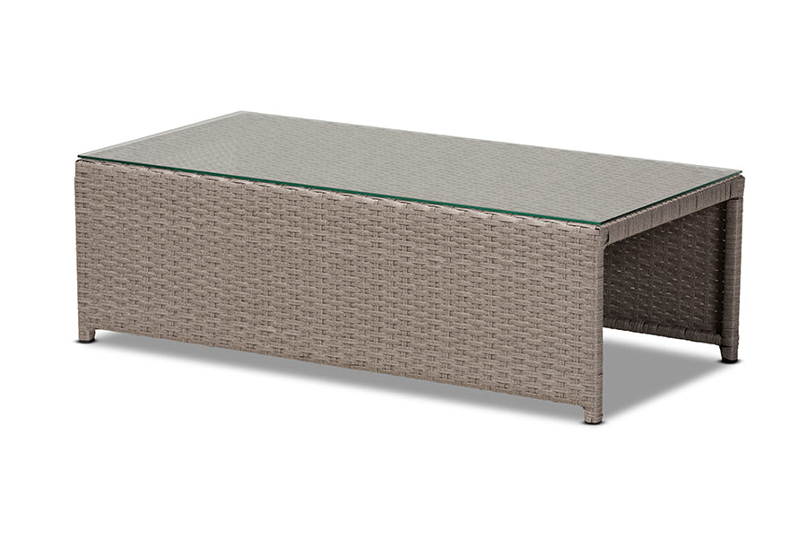 Baxton Studio Haina Modern and Contemporary Grey Fabric Upholstered and Grey Finished Synthetic Rattan 6-Piece Patio Set
