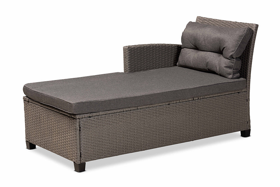 Baxton Studio Darian Modern and Contemporary Grey Fabric Upholstered and Grey Synthetic Rattan 4-Piece Patio Set