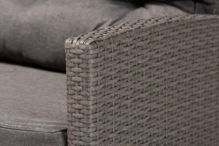 Baxton Studio Darian Modern and Contemporary Grey Fabric Upholstered and Grey Synthetic Rattan 4-Piece Patio Set
