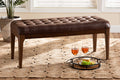 Baxton Studio Walsh Mid-Century Modern Dark Brown Leather-Effect Polyester Fabric Upholstered and Walnut Brown Finished Wood Dining Bench