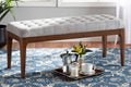 Baxton Studio Walsh Mid-Century Modern Grey Fabric Upholstered and Walnut Brown Finished Wood Dining Bench