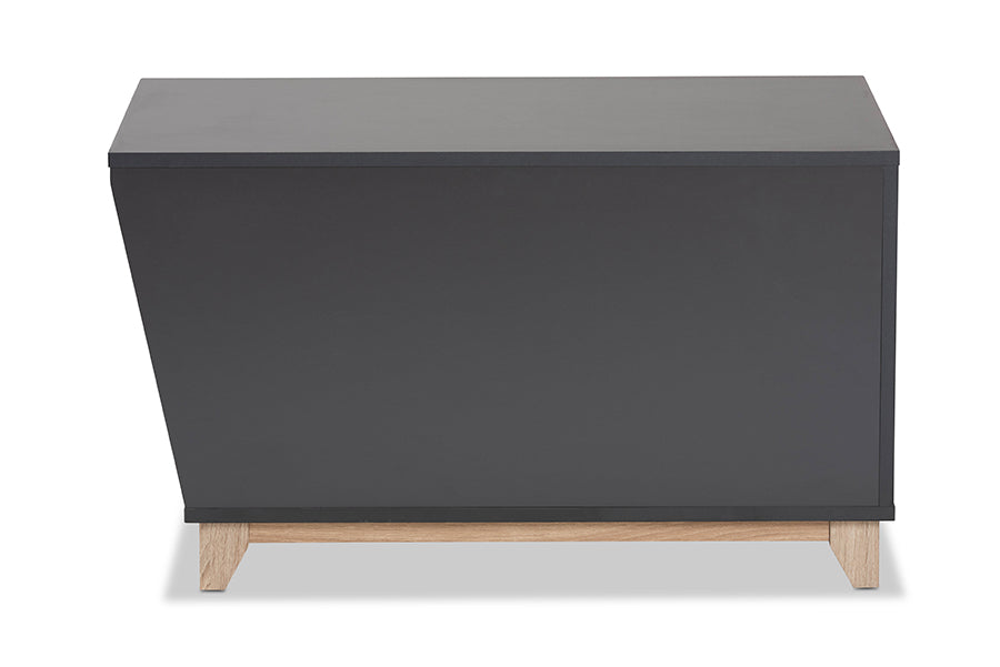 Baxton Studio Eckhart Modern and Contemporary Two-Tone Dark Grey and Oak Finished Wood Cat Litter Box Cover House