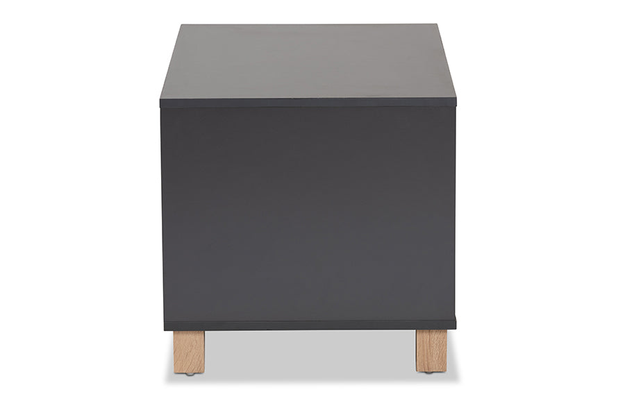 Baxton Studio Eckhart Modern and Contemporary Two-Tone Dark Grey and Oak Finished Wood Cat Litter Box Cover House