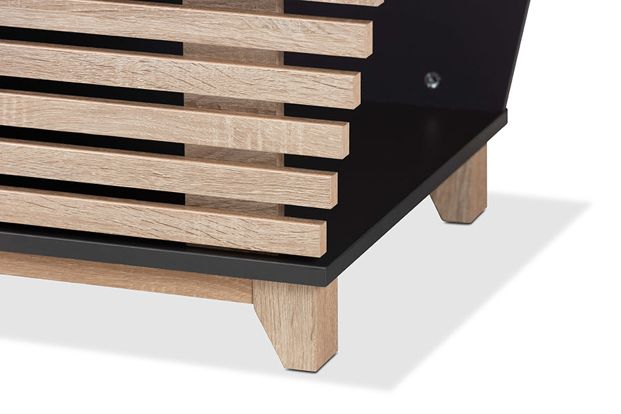 Baxton Studio Eckhart Modern and Contemporary Two-Tone Dark Grey and Oak Finished Wood Cat Litter Box Cover House