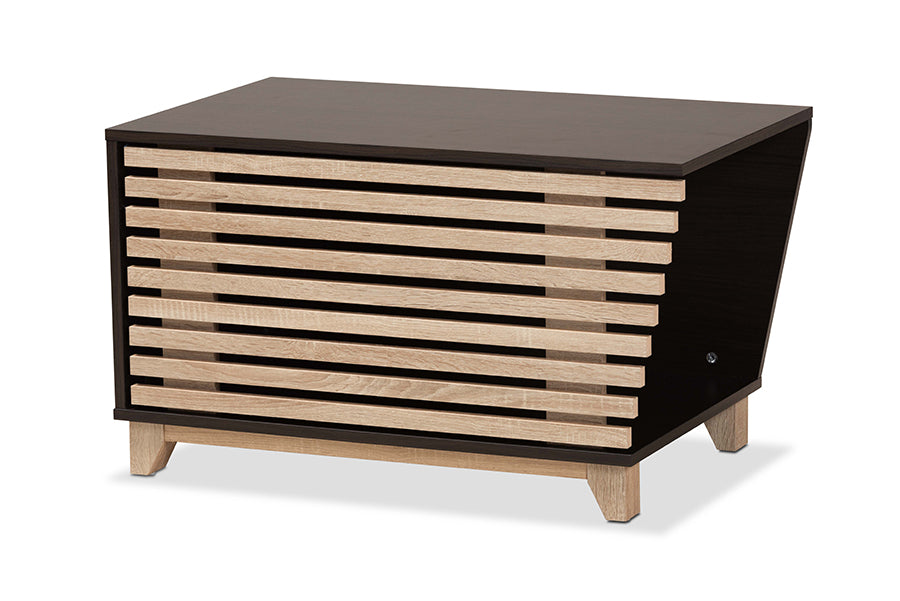 Baxton Studio Eckhart Modern and Contemporary Two-Tone Dark Brown and Oak Finished Wood Cat Litter Box Cover House