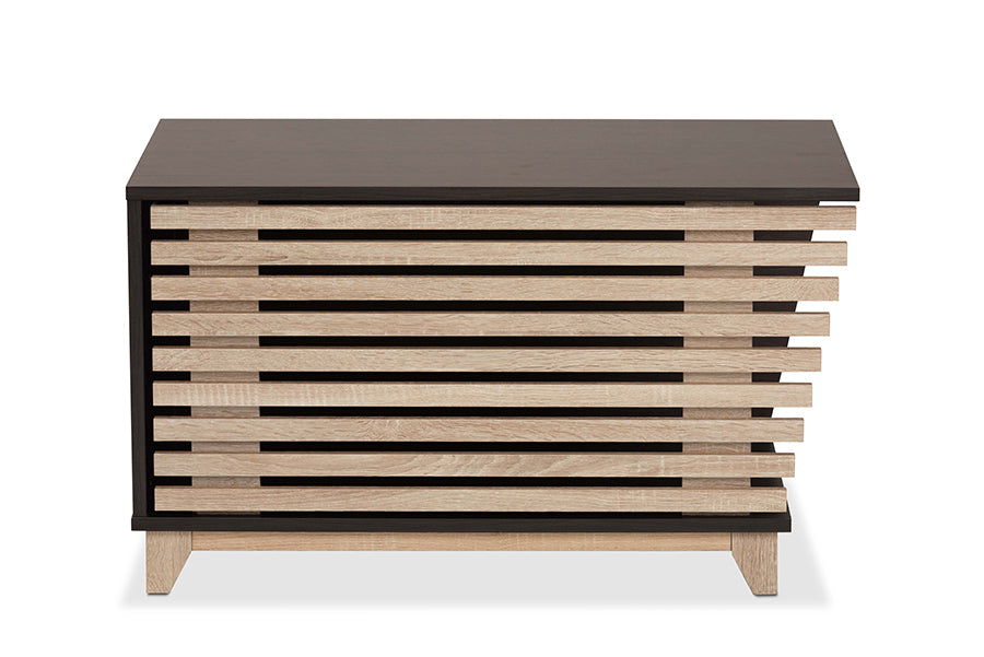 Baxton Studio Eckhart Modern and Contemporary Two-Tone Dark Brown and Oak Finished Wood Cat Litter Box Cover House