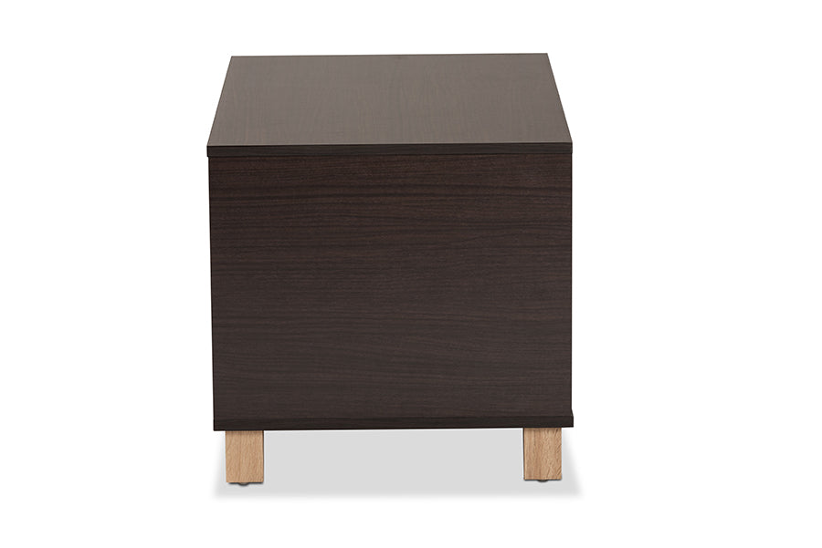 Baxton Studio Eckhart Modern and Contemporary Two-Tone Dark Brown and Oak Finished Wood Cat Litter Box Cover House