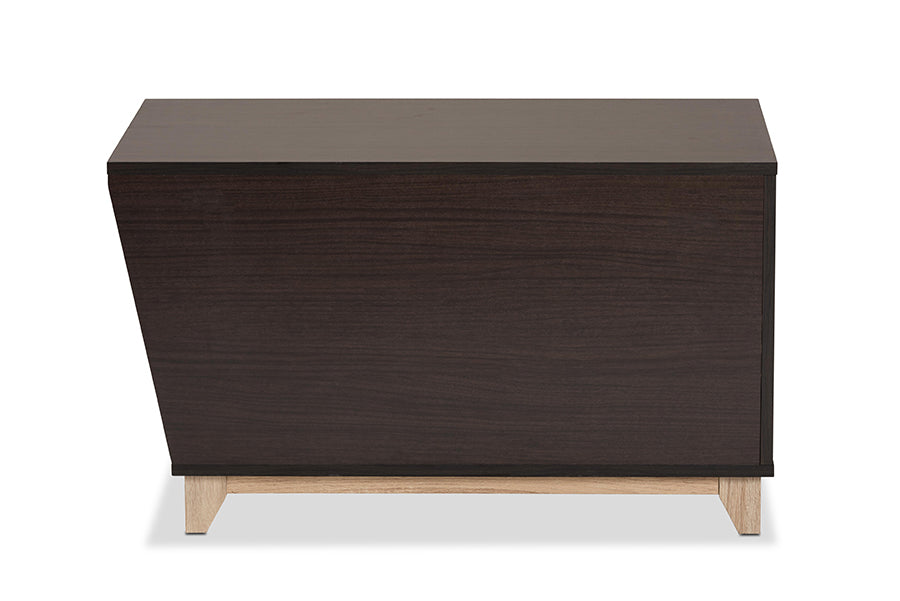 Baxton Studio Eckhart Modern and Contemporary Two-Tone Dark Brown and Oak Finished Wood Cat Litter Box Cover House