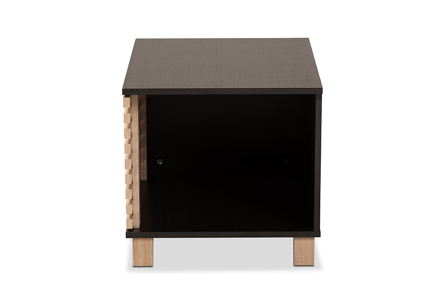 Baxton Studio Eckhart Modern and Contemporary Two-Tone Dark Brown and Oak Finished Wood Cat Litter Box Cover House