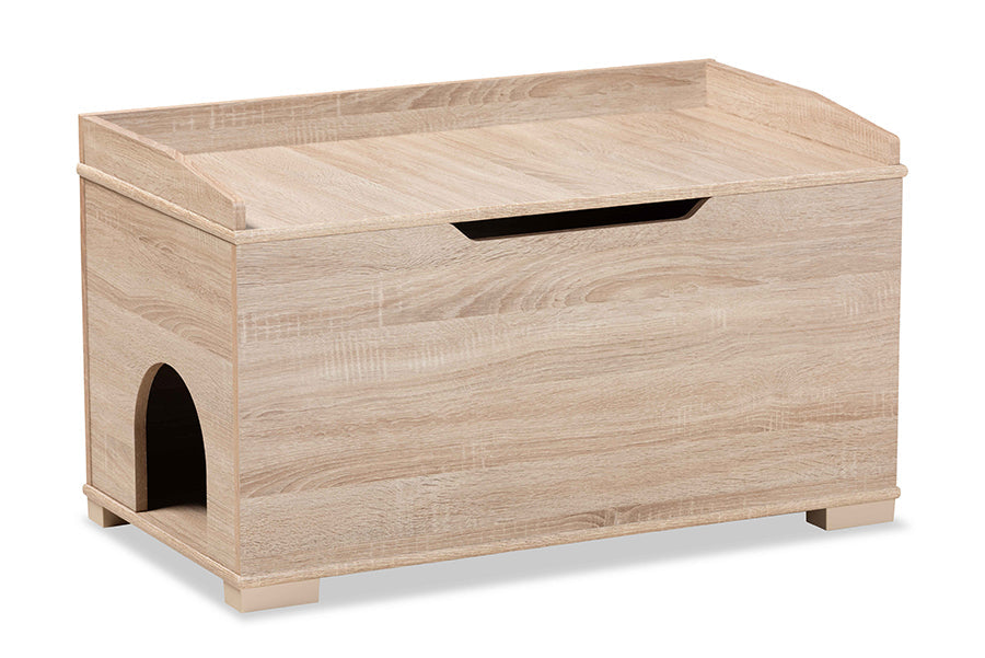 Baxton Studio Mariam Modern and Contemporary Oak Finished Wood Cat Litter Box Cover House