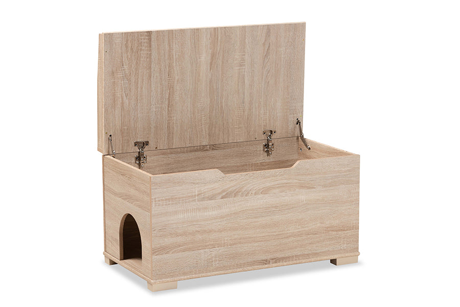 Baxton Studio Mariam Modern and Contemporary Oak Finished Wood Cat Litter Box Cover House