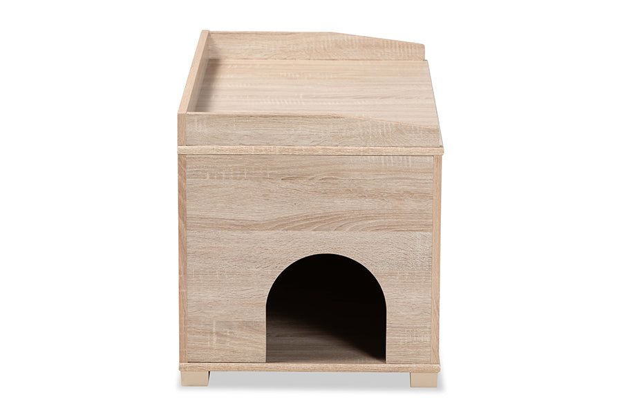 Baxton Studio Mariam Modern and Contemporary Oak Finished Wood Cat Litter Box Cover House