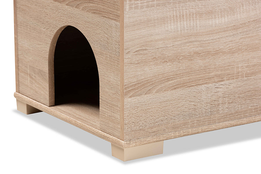 Baxton Studio Mariam Modern and Contemporary Oak Finished Wood Cat Litter Box Cover House
