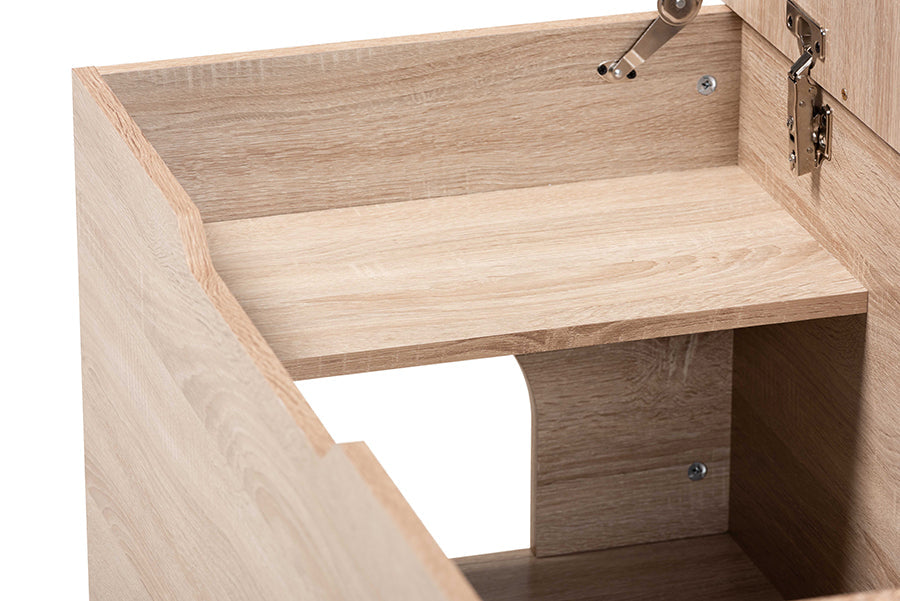 Baxton Studio Mariam Modern and Contemporary Oak Finished Wood Cat Litter Box Cover House