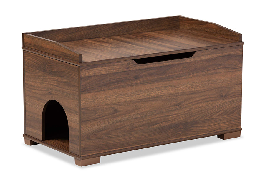 Baxton Studio Mariam Modern and Contemporary Walnut Brown Finished Wood Cat Litter Box Cover House