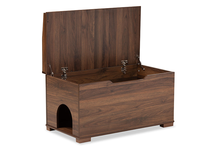 Baxton Studio Mariam Modern and Contemporary Walnut Brown Finished Wood Cat Litter Box Cover House