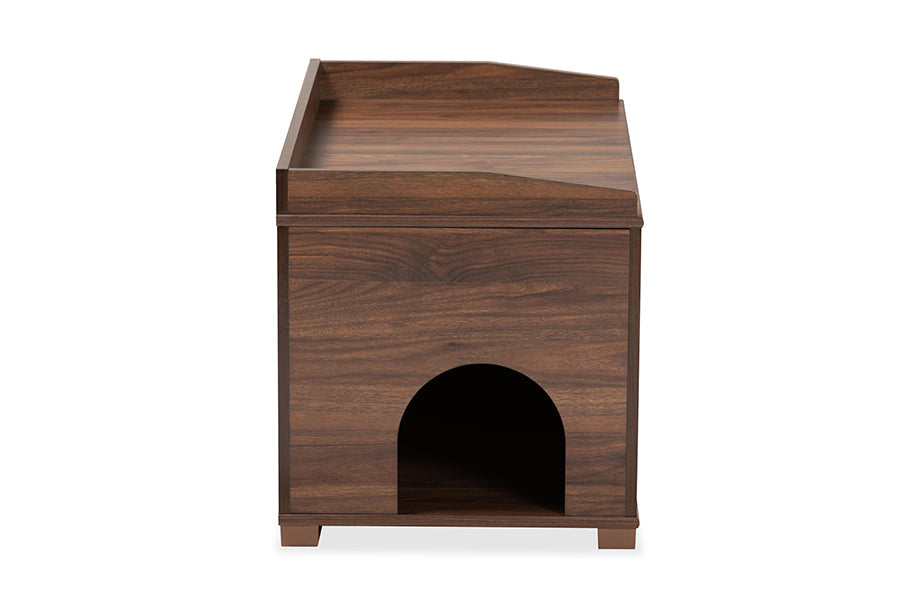 Baxton Studio Mariam Modern and Contemporary Walnut Brown Finished Wood Cat Litter Box Cover House