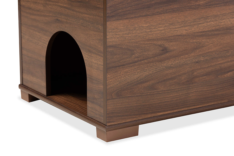 Baxton Studio Mariam Modern and Contemporary Walnut Brown Finished Wood Cat Litter Box Cover House