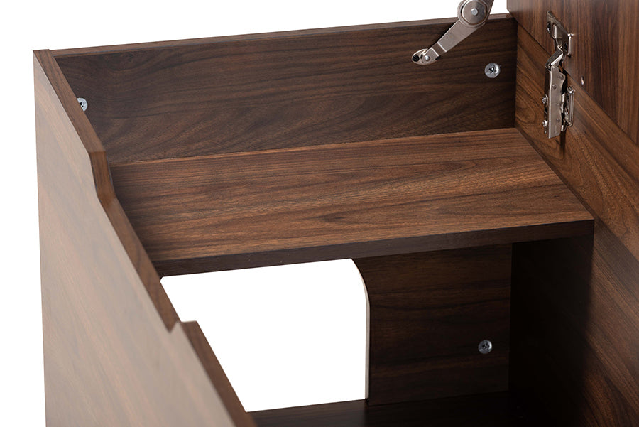 Baxton Studio Mariam Modern and Contemporary Walnut Brown Finished Wood Cat Litter Box Cover House