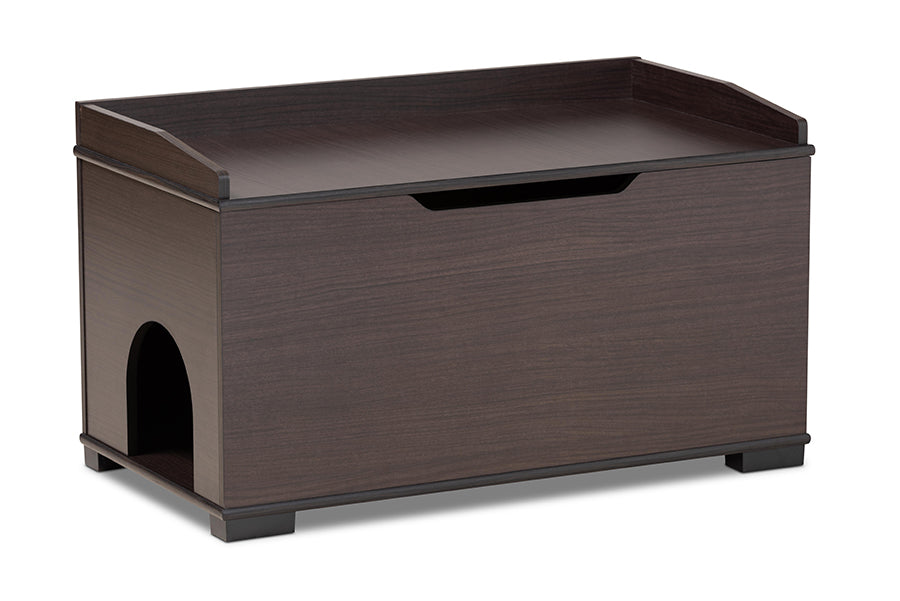 Baxton Studio Mariam Modern and Contemporary Dark Brown Finished Wood Cat Litter Box Cover House