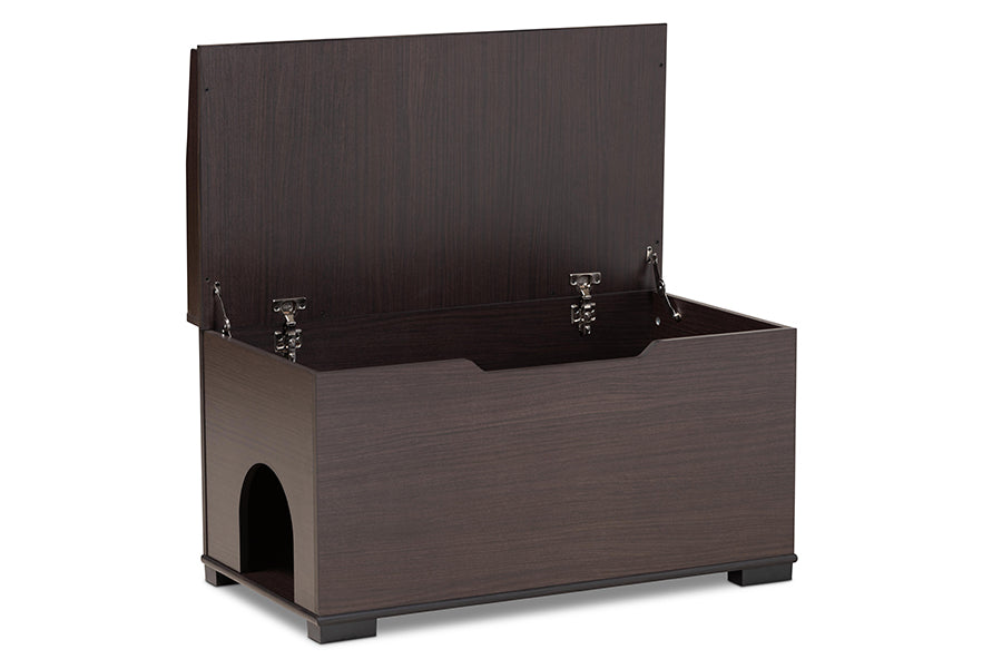 Baxton Studio Mariam Modern and Contemporary Dark Brown Finished Wood Cat Litter Box Cover House