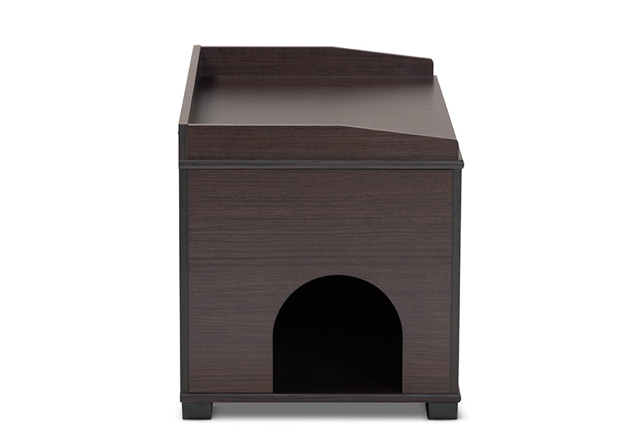 Baxton Studio Mariam Modern and Contemporary Dark Brown Finished Wood Cat Litter Box Cover House